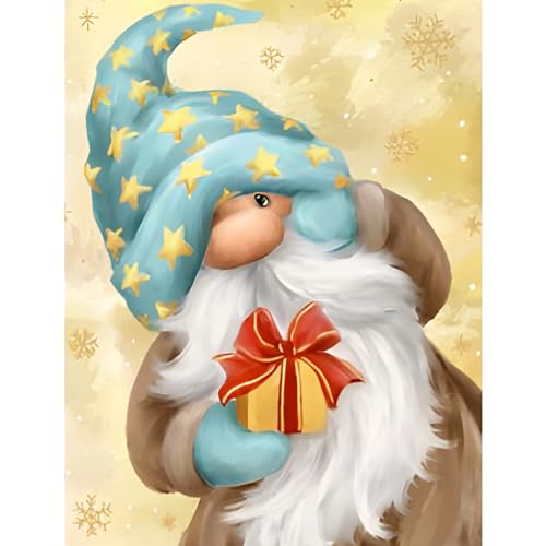 NAIMOER Gnome Diamond Painting Erwachsene, Weihnachten Diamant Painting Bilder, Diamond Painting Set Erwachsene Weihnachten Diamond Painting Kinder 5D Diamant Malerei für Home Wand Décor(30x40cm) von NAIMOER