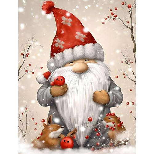 NAIMOER Gnomes Diamond Painting Erwachsene, Diamant Painting Bilder Diamond Painting Weihnachten Erwachsene Zwerg Diamond Painting Kinder 5D Diamant Malerei Set für Home Décor(30x40cm) von NAIMOER