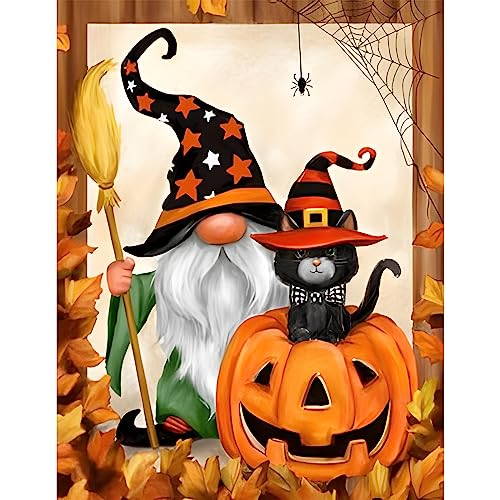 NAIMOER Halloween Diamond Painting Kits für Erwachsene Kinder, 5D Diamant Painting Gnomes Bilder Erwachsene, Diamond Painting Kürbis Bilder Kinder Malerei Set für Home Dekor 30x40cm von NAIMOER