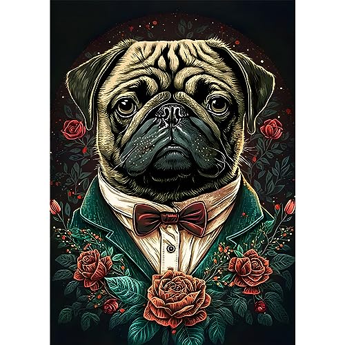 NAIMOER Hund Diamond Painting Erwachsene, 5D Blumen Diamant Painting Bilder Erwachsene, DIY Tiere Diamond Painting Bilder Diamant Malerei Kinder Set für Home Dekor 30x40cm von NAIMOER