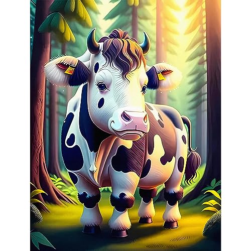 NAIMOER Kuh Diamond Painting Froest Diamant Painting Bilder, Diamond Painting Erwachsene Diamond Painting Tiere Bilder Diamant Bilder Kinder 5D Diamant Malerei für Home Wand Décor(30x40cm) von NAIMOER