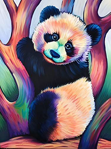 NAIMOER Panda Diamond Painting, 5D Diamond Painting für Kinder Diamant Painting Bilder Diamant Malerei Kits DIY 5D Diamond Painting Full Panda Strass Stickerei Kreuzstich 30x40cm von NAIMOER