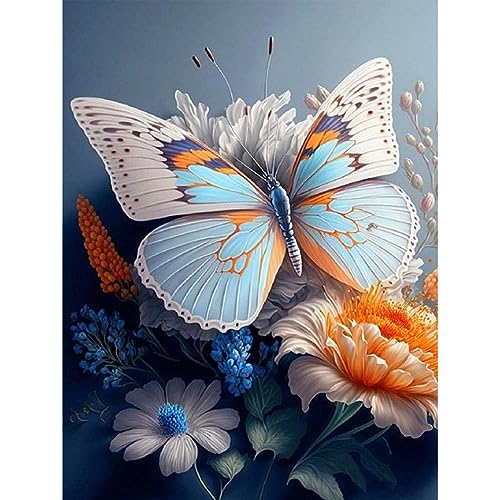 NAIMOER Schmetterling Diamond Painting Erwachsene, 5D Diamant Painting Bilder Blumen Erwachsene, DIY Schmetterling Diamond Painting Bilder Diamant Malerei Kinder Set für Home Dekor 30x40cm von NAIMOER