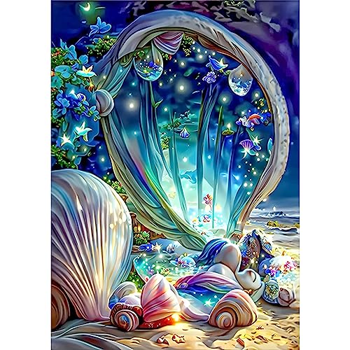 NAIMOER Strand Diamond Painting Kits für Erwachsene Kinder, 5D Diamant Painting Bilder Seestern Erwachsene, DIY 5D Diamond Painting Landschaft Diamant Malerei Set für Home Wand Dekor 30x40cm von NAIMOER