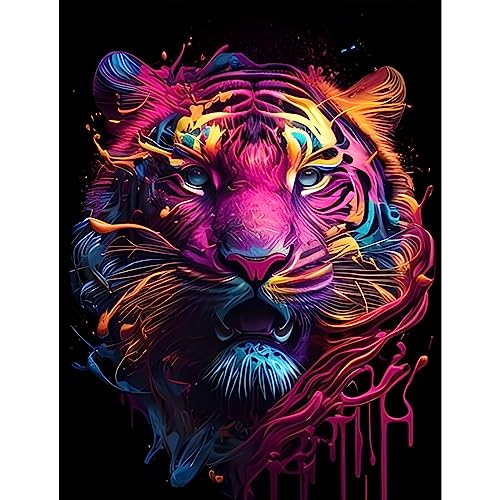 NAIMOER Tiger Diamond Painting Kits für Erwachsene Kinder, 5D Diamant Painting Bunter Tiger Bilder Erwachsene, Diamond Painting Tiere Bilder Kinder Malerei Set für Home Dekor 30x40cm von NAIMOER