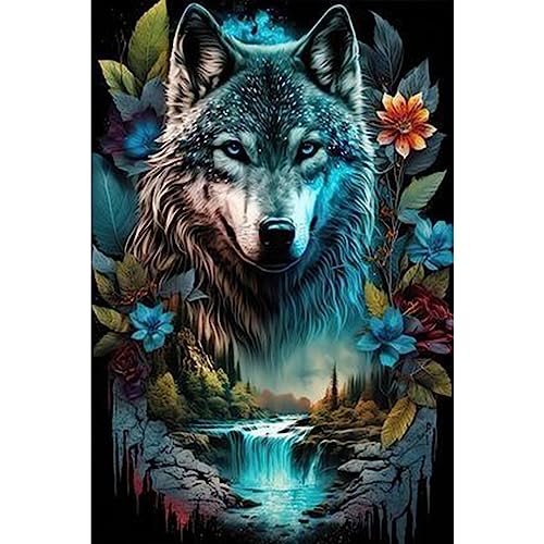 NAIMOER Wolf Diamond Painting Kits für Erwachsene Kinder, 5D Diamant Painting Dschungel Bilder Erwachsene, Diamond Painting Tiere Bilder Kinder Malerei Set für Home Dekor 30x40cm von NAIMOER