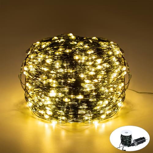 NAIZY LED Kupferdraht Lichterkette 100m 1000 LEDs Lichterketten mit 8 Leuchtmodi Stecker Drahtlichterkette IP44 Wasserdicht Weihnachtslichterkette Innen-Außen für Deko, Warmweiß von NAIZY