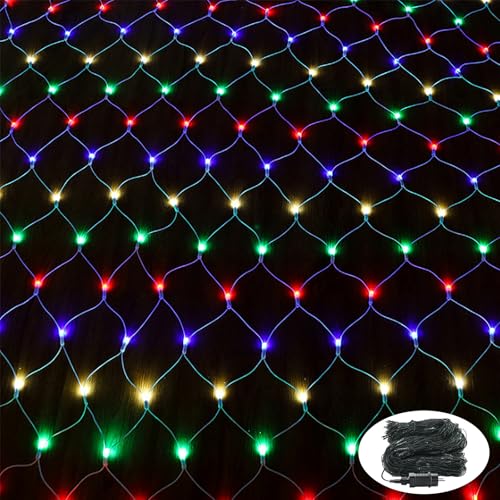 NAIZY LED Lichternetz 6x2m 280LEDs Lichterkettennetz RGB Lichtervorhang mit 8 Modi Stecker Lichterkette Dunkelgrüne Lichtlinie Weihnachtsbeleuchtung Außen-Innen für Weihnachtsdeko Hochzeit Party von NAIZY