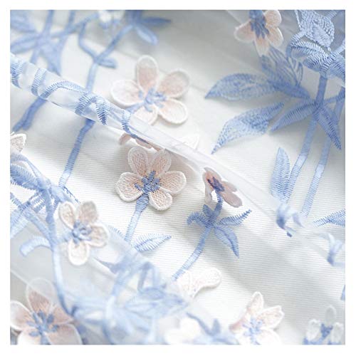 Blauer Spitzenstoff 3D Blumen Bestickt Blumengewebe Mesh Tüll Material für Braut Hochzeitskleid Party Dekoration DIY Crafts Vorhänge, 150cm Breite(Size:2m) von NAKAN