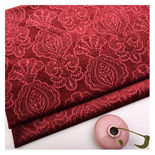 NAKAN Blumenmuster Samtstoff Meterware 145 cm Breit Blumen Dekorativen Samtstoff Möbelstoff, Polsterstoff für Polsterung, DIY Handwerk, Vorhang, Wohnkultur(Color:red2) von NAKAN