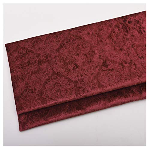 NAKAN Geprägter Samtstoff Polyesterstoff Meterware 140x100cm Blumenmuster Velours Bezugsstoff für Sofastühle Polster- und Sitzbezüge, Nähhandwerk, Deko(Color:rot) von NAKAN