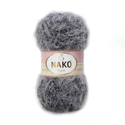 NAKO Paris 21305 Strickgarn, Häkelgarn, Acryl-Schal, Wintermütze, Schal, Garn – 3 Knäuel (Knäuel) 40% Premium-Acryl – 60% Polyamid pro Knäuel je Knäuel 100 g von NAKO