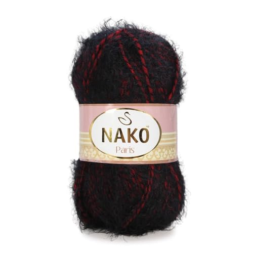 NAKO Paris 21306 Strickgarn, Häkelgarn, Acryl-Schal, Wintermütze, Schal, Garn – 3 Knäuel (Knäuel) 40% Premium-Acryl – 60% Polyamid pro Knäuel je Knäuel 100 g von NAKO