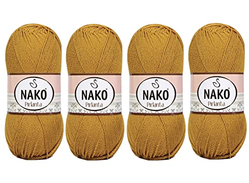 Nako Pirlanta Strickseil, je Knäuel, 100 g, Amigurumi- oder Baby-Garn (Gold 6706), 4 Stück von NAKO