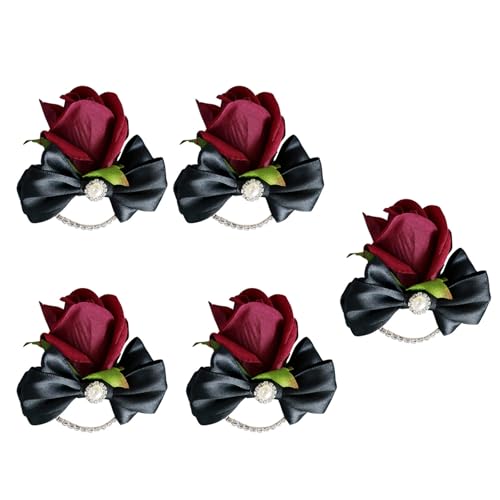 NALUDUO 5 x Rosen-Ansteckblume für Braut, Brautjungfer, Brautpartys, Hochzeitsrosen-Boutonniere für Zeremonie, Jahrestag, Abschlussball von NALUDUO