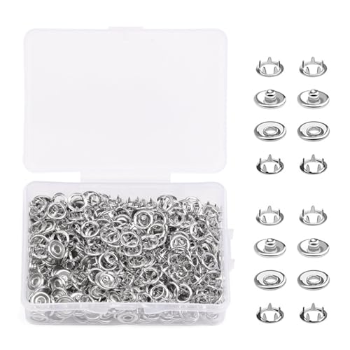 NALUDUO 50 Sets 9,5 mm Druckknöpfe, Knopfverschlüsse, kein Nähen, fünf Krallen, Schnallen für Baby-Lätzchen, Kleidung von NALUDUO