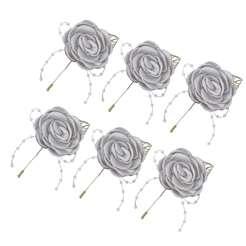 NALUDUO Elegante Hochzeits-Boutonniere für Braut und Bräutigam, bunte Blumen, Anstecknadeln, handgefertigt, Party-Accessoire, 6 Stück von NALUDUO