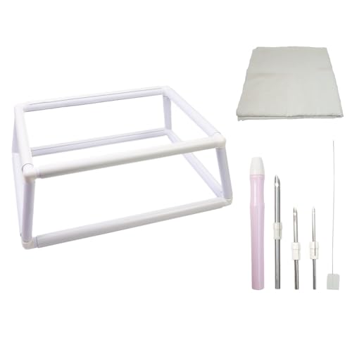 NALUDUO Quadratischer Stick-Clip-Rahmen für Stickerei, Quilt-Haken-Clip-Rahmen mit Stickstoff, Stickstift und Einfädler von NALUDUO