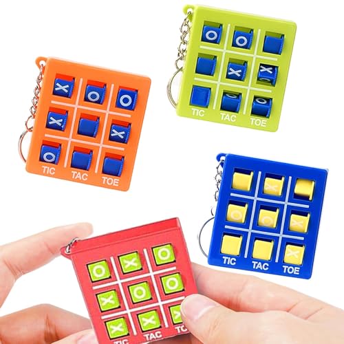 NAMIC 4 Stück Tic Tac Toe Spiel Schlüsselanhänger für Kinder, Spiel Schlüsselanhänger, Mitbringsel Kindergeburtstag, Kleinigkeiten zu Ostern Kinder, Denkspiel, Spielzeug für Die Früherziehung von NAMIC