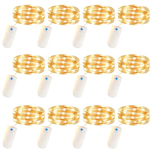 12 x 30er LED Lichterkette mit Batterie, 3M Kupferdraht Lichterkette Klein, 3 Lichtmodi Lichterketten Wasserdicht, Lichterkette Innen für Garten,Geschenk Deko,Hochzeit, Party,Weihnachten (Warmweiß) von NAMIS