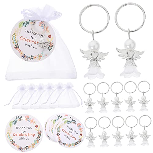 NAMOARLY 1 Satz Engel Schlüsselanhänger Danke Tags Für Gefälligkeiten Babyparty-gastgeschenke Für Jungen Gastgeschenke Für Die Brautparty Taufgeschenke Für Gäste Silver Beschichtetes Papier von NAMOARLY