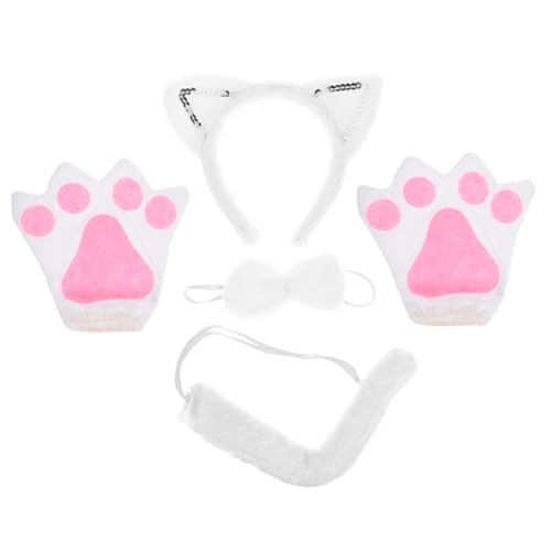 NAMOARLY 1 Satz Katzenkostüm Set Halloween Kostümzubehör Tier Cosplay Handschuhe Schwanzkostüm Für Damen Inkl Katzenohren Haarband Und Handschuhe Für Karneval Und Geburtstagsfeiern von NAMOARLY