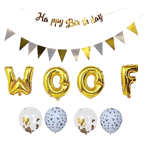 NAMOARLY 1 Set 18Pcs Hund Geburtstagdekoration Pup Ornament Girlande Dekorationen Luftballons Banner Party Supplies Ballon Party Dekoration Emulsion Golden von NAMOARLY