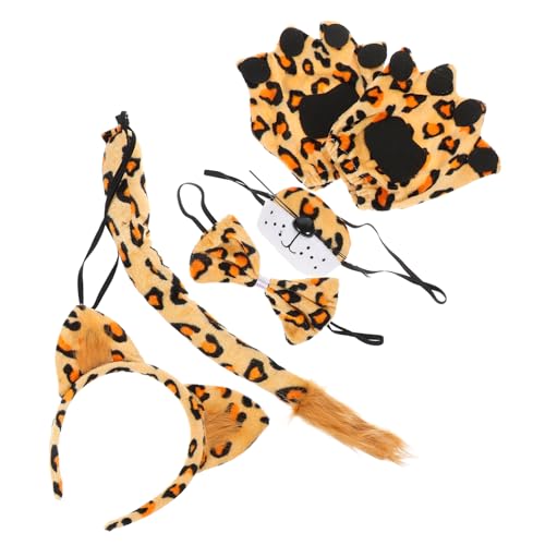 NAMOARLY 1 Set Leoparden Ohren Haarband Mit Und Fliege Tier Cosplay Zubehör Für Und Erwachsene Karneval Halloween Kostümparty Leopard Muster Niedliche Tierohren Accessoires von NAMOARLY