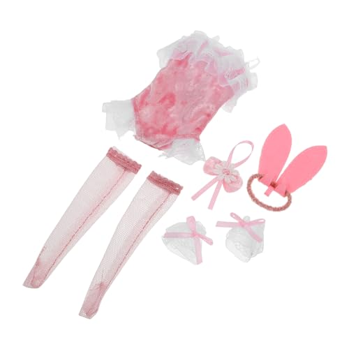 NAMOARLY 1 Set Puppe Kleidung Mädchen Puppe Bunny Kostüm Outfits Party Kleidung Für Puppe Bunny Kleidung Kopfbedeckung Spitze Socke Hülse Halskette von NAMOARLY