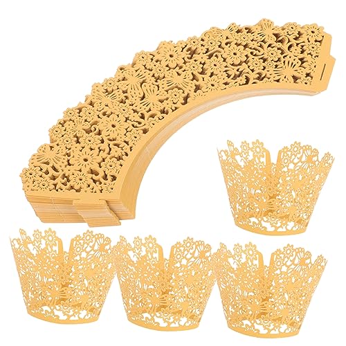 NAMOARLY 100St Kuchenförmchen aushöhlen Cupcake-Boxen essbar Cupcake-Ständer aus Pappe Zinn Cupcake-Träger goldene Cupcake-Förmchen goldene Muffinförmchen Cupcake-Förmchen Tassen Papier von NAMOARLY