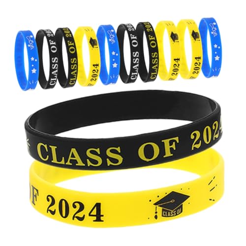 NAMOARLY 12 Stück 2024 Abschlussarmband Abschlussplakat Abschluss Bilderrahmen Grad abschluss armband erinnerung reminescence Abschluss-Armband Abschluss-Silikonarmband Kieselgel von NAMOARLY