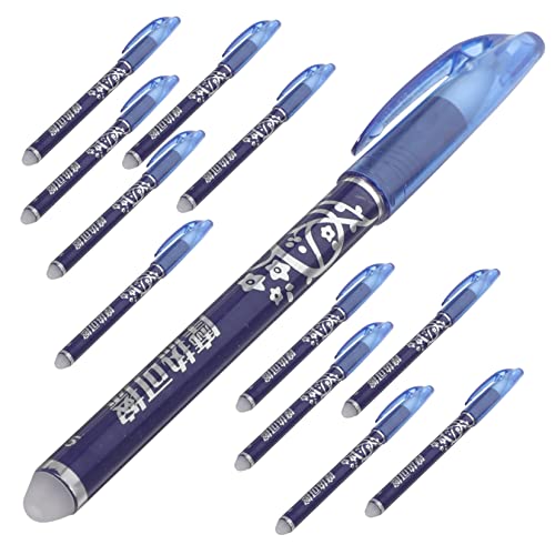 NAMOARLY 12-Teiliges Set löschbarer Stift Punkt Produkt Bulk-Tintenstifte Tintenstifte zum Schreiben Farbtöne 0,5 mm Stifte feine Spitze ästhetische Stifte 0,5 Stift Radiergummi Blue von NAMOARLY