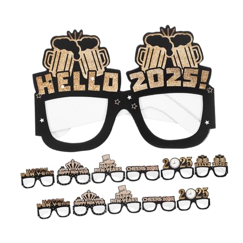 NAMOARLY 12St 2025 Papierbrille Lustige Brille Partyzubehör partybrillen Brille Neujahrsparty-Brillen Silvester Requisiten Kostümzubehör für das neue Jahr interessante Brille von NAMOARLY