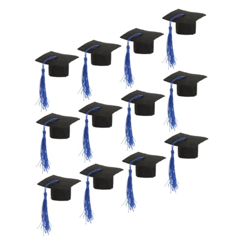 NAMOARLY 12St Mini-Arztmütze abschlussfeier graduation cap Tischdekoration Gefälligkeiten Mini-Abschlusskappe tiere Graduierung Weinflaschendeckel Abschlusshut Flaschenabdeckung Vlies Blue von NAMOARLY