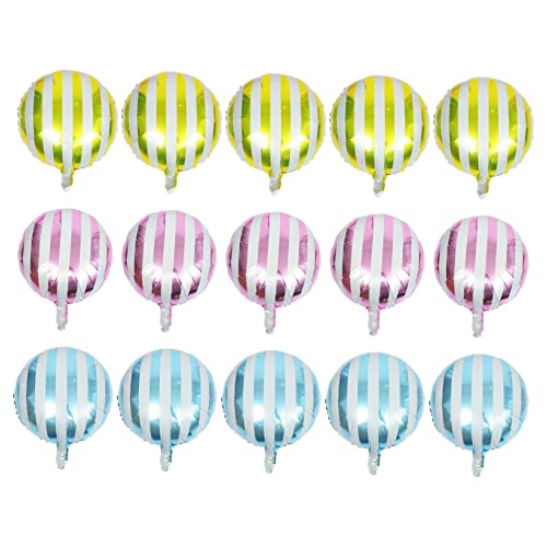 NAMOARLY 15 Stück runder gestreifter Ballon Süßigkeiten Ballons Ballondekoration Kuchendeckel Ballonringe weihnachtsdeko dekoration weihnachten Partyballon Folienballon Aluminiumfolie von NAMOARLY