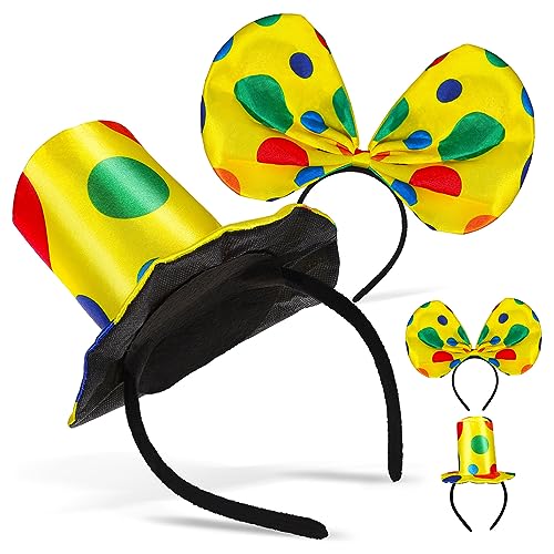 NAMOARLY 2 Sätze Clown-Kostüm Clown-Partyhut Geschenkaufkleber Clown-Fliege Düse kindermütze kappe caps für Lustige Hut Clownhut-Requisiten Karnevals-Clownhüte Schwamm von NAMOARLY