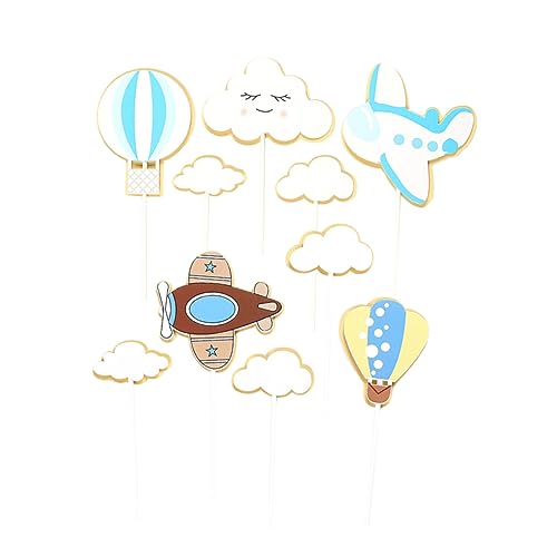 NAMOARLY 20st Baby Geburtstagstorte Topper Party Heißluftballon-kuchenaufleger Wolkenkuchendeckel Cartoon-cupcake-aufsätze Flugzeug Blaue Kuchenpicks Hochzeit Die Wolken Nachtisch Kind von NAMOARLY