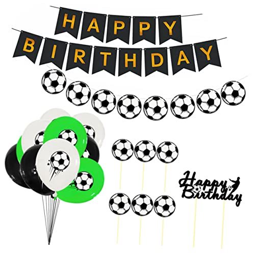 NAMOARLY Fußball Luftballons Latex Ballons Für Kindergeburtstag Fußball Party Dekoration Grüne Fußballmuster Ballons Perfekte Geburtstagsfeier Supplies von NAMOARLY