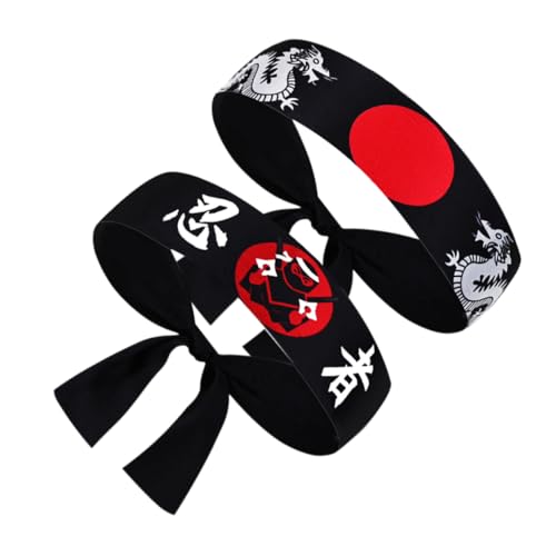 NAMOARLY 2St Japanisches Ninja-Kopftuch Karate-Trainingsstirnband dekoratives -Stirnband Hibach Sushi chefkoch ninja stirnband Karate-Kopfband japanisches Karate-Stirnband Polyester von NAMOARLY