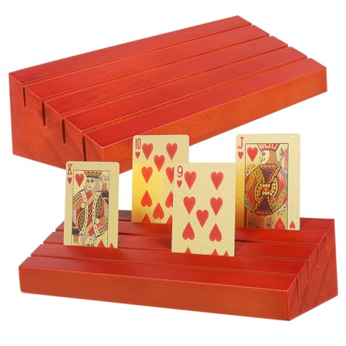 NAMOARLY 2st Spielkartensockel Aus Holz Kartenfach Spielkarten-Organizer Spielkartenhalter Canasta-kartenhalter Flash-kartenhalter Spielkarten Stehen Spielkartenständer Brown Kiefernholz von NAMOARLY