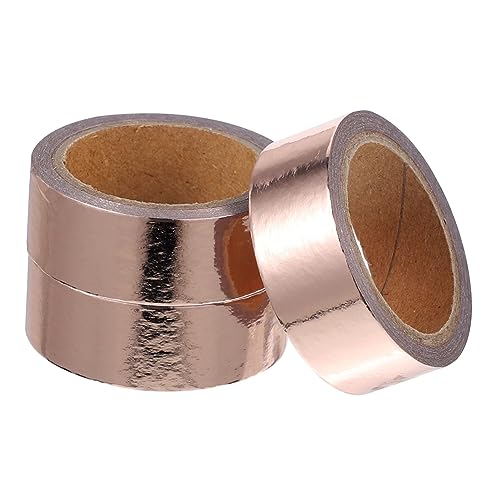 NAMOARLY 3 Rollen Goldfolienband kassetten zierband selbstklebend Klebestreifen Zeitschriftenbedarf Punkt dekoratives metallisches Klebeband Washi-Tape-Ästhetik Japanisches Papier Rose Gold von NAMOARLY