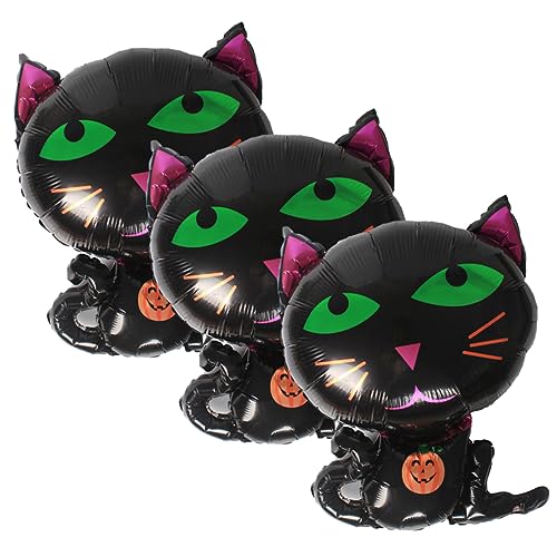 NAMOARLY 3 Stück Halloween Folienballons Katzen Und Spukhaus Designs Leuchtende Luftballons Für Gruselige Halloween Partys Ideal Für Dekorationen Und Festlichkeiten von NAMOARLY