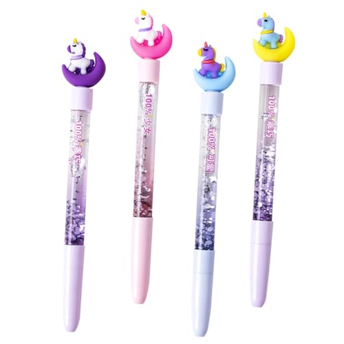 NAMOARLY 4 Stück Einhorn Gelstift Pastell Kugelschreiber Textmarker Dekorativer Cartoon-stift Bleistifte Dekorativer Gelstift Schreibstift Markierungen Lustige Stifte Tinte Taktil Plastik von NAMOARLY