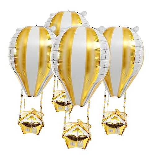 NAMOARLY 4 Stück Heißluftballon Partyballons Ballon glänzen Luftballons für Kinderpartys seidenband bandfeile hochzeitslaken Geburtstagsballon Dekorative Luftballons Aluminiumfolie Golden von NAMOARLY