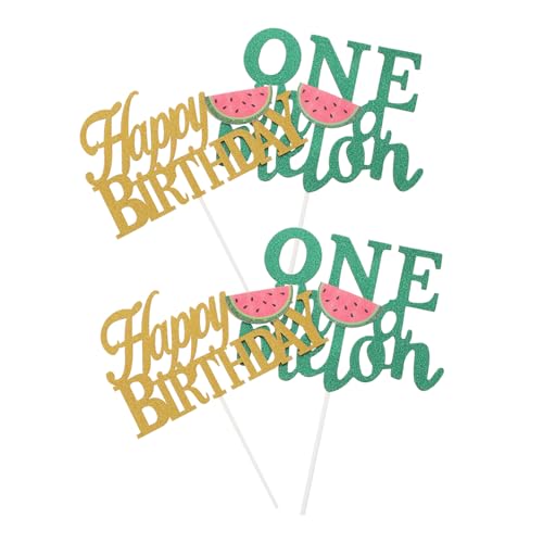 NAMOARLY 4 Stück Kuchendekoration Partydekoration Mit Früchten Obstkuchen Cupcake Topper Zum Geburtstag Dekoration Für Kuchen Wassermelonen-cupcake-topper Papier von NAMOARLY