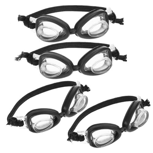 NAMOARLY 4 Stück Puppe Mini-Schwimmbrille Schutzbrille für Puppe kleine Brille für Puppe Zubehör für Puppenkostüme Mini-Brillenspielzeug Puppe verkleiden Sich Brillen Plastik Black von NAMOARLY