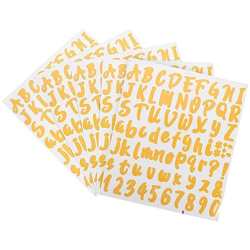 NAMOARLY 5 Blatt Hochzeits-geburtstagsparty-zahlen-buchstaben-namensaufkleber Planke Etikett Klebebuchstaben Brief Aufkleber Mit Adressnummern Papier Gegenwärtig Golden Pvc Selbstklebend von NAMOARLY