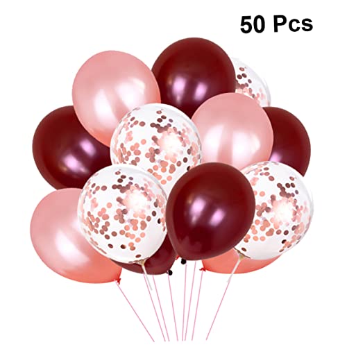 NAMOARLY 50 Stück 12 Zoll Latexballons Weinrot Roségold Und Roségold Konfetti Hochzeit Geburtstag Und Party Dekoration Luftballon Ornament Für Festliche Anlässe von NAMOARLY