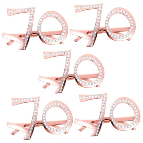 NAMOARLY 5St Altersbrille Alles zum Geburtstagsgeschenk Roségoldene Geburtstagsdekoration rosa Dekor faschingsbrille karnevalsbrille Zahl Geburtstagsbrille Strass-Geburtstagsbrille Stk von NAMOARLY