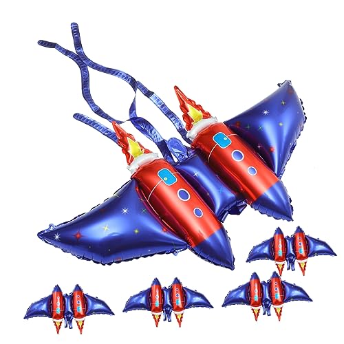 NAMOARLY 5St Raketenflügelballon Unisex ballon set luftballons set Folienballon Raumschiff-Ballon Raketenballons mit Pumpe Unisex-Raketenflügelballon Raketenkostümballons Aluminiumfolie von NAMOARLY